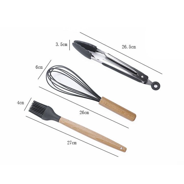 Set utensili cucina silicone e legno 9 in 1 con secchio