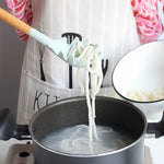 Set utensili cucina silicone e legno 9 in 1 con secchio