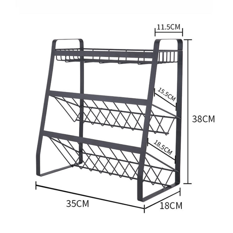 Portaspezie a 3 strati in ferro per cucina 40x36x19 cm