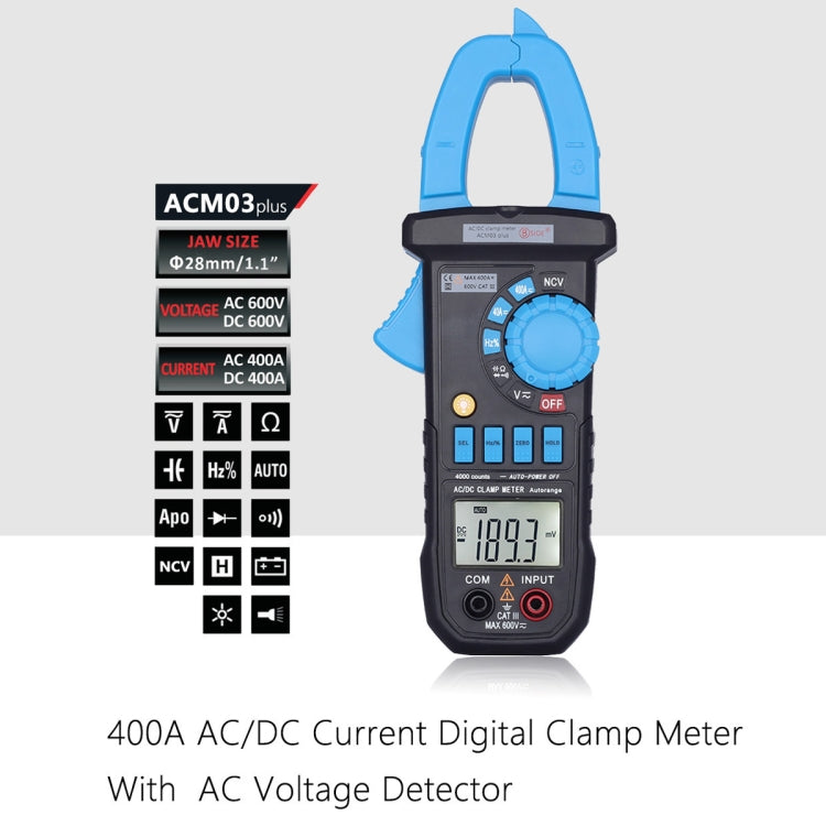 Pinza amperometrica AC/DC BSIDE ACM03 Plus 400A