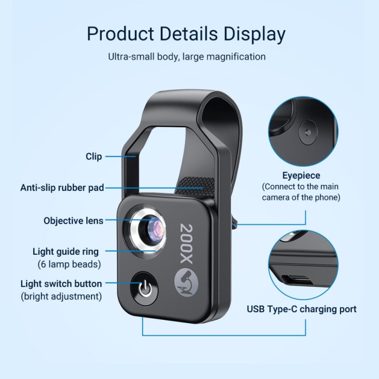 Microscopio portatile APEXEL 200X per smartphone