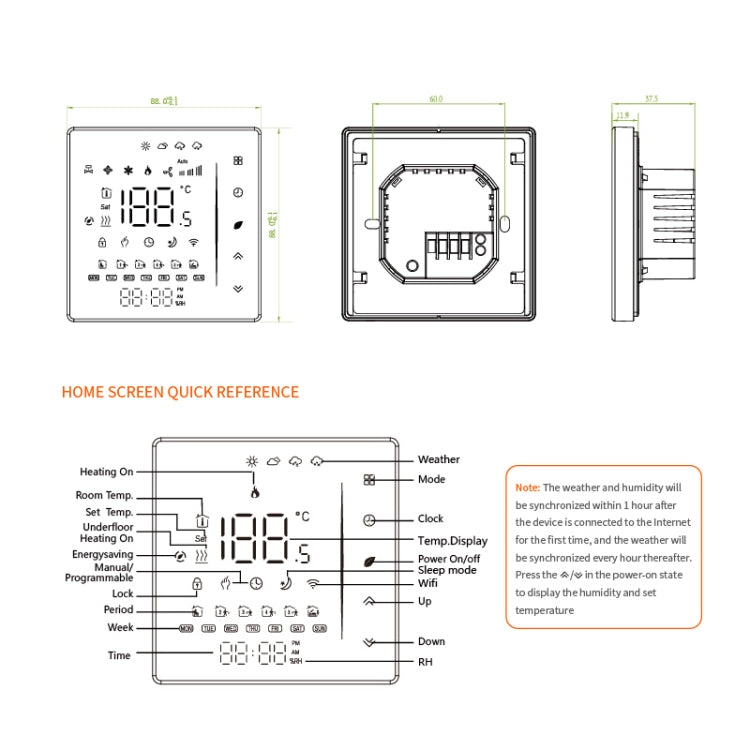 Termostato WiFi per riscaldamento domestico 95-240V 5A
