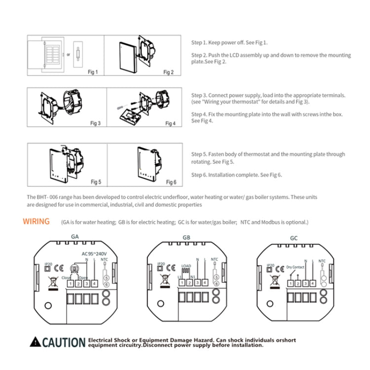Termostato WiFi per riscaldamento domestico 95-240V 5A