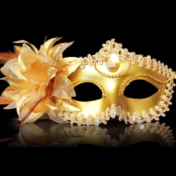 Maschera veneziana con piume e fiori per feste