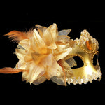 Maschera veneziana con piume e fiori per feste