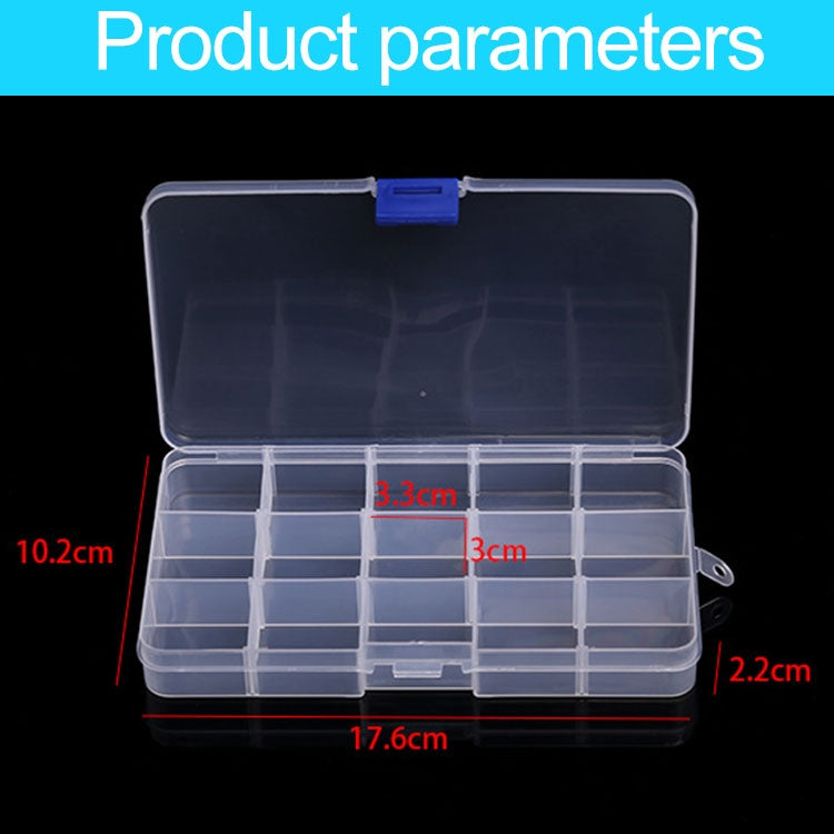 Organizzatore scatole plastica 15 slot per accessori