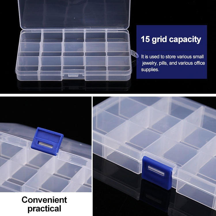 Organizzatore scatole plastica 15 slot per accessori