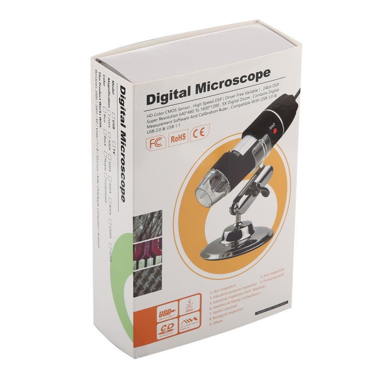 Microscopio digitale USB 1600X con 8 LED e sensore HD 0,3 MP