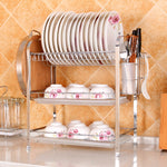 Portapiatti da cucina in acciaio inox a tre strati 45 × 27 × 8 cm - immagine 2