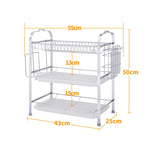 Portapiatti da cucina in acciaio inox a tre strati 45 × 27 × 8 cm - immagine 3