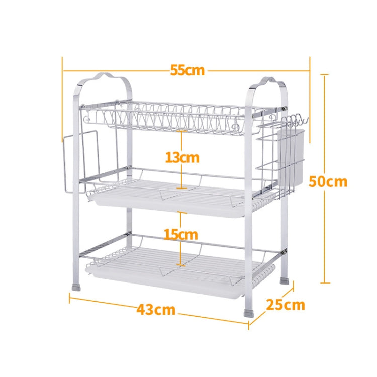 Portapiatti da cucina in acciaio inox a tre strati 45 × 27 × 8 cm - immagine 3