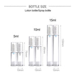 Flacone spray portatile Airless 10 ml, set 5 pezzi