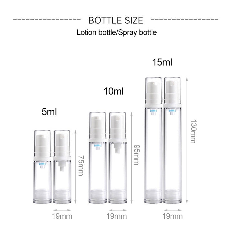 Flacone spray portatile Airless 10 ml, set 5 pezzi