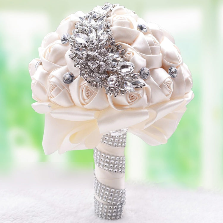 Bouquet da sposa con fiori di seta e strass 36cm
