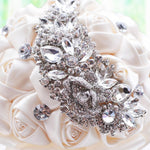 Bouquet da sposa con fiori di seta e strass 36cm