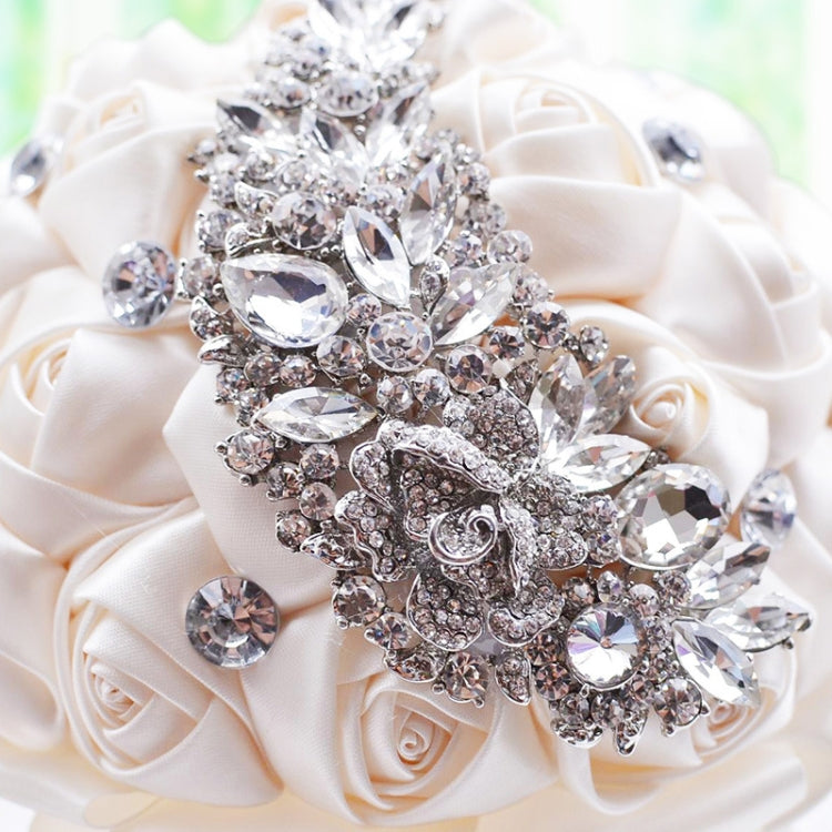 Bouquet da sposa con fiori di seta e strass 36cm