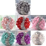 Bouquet da sposa con fiori di seta e strass 36cm