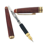 Penna stilografica in legno con pistone e pennino 0,7 mm
