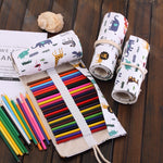 Astuccio arrotolabile 36 slot in tela con stampa animalier