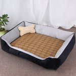 Coperta per cani e gatti XL con tappetino in rattan