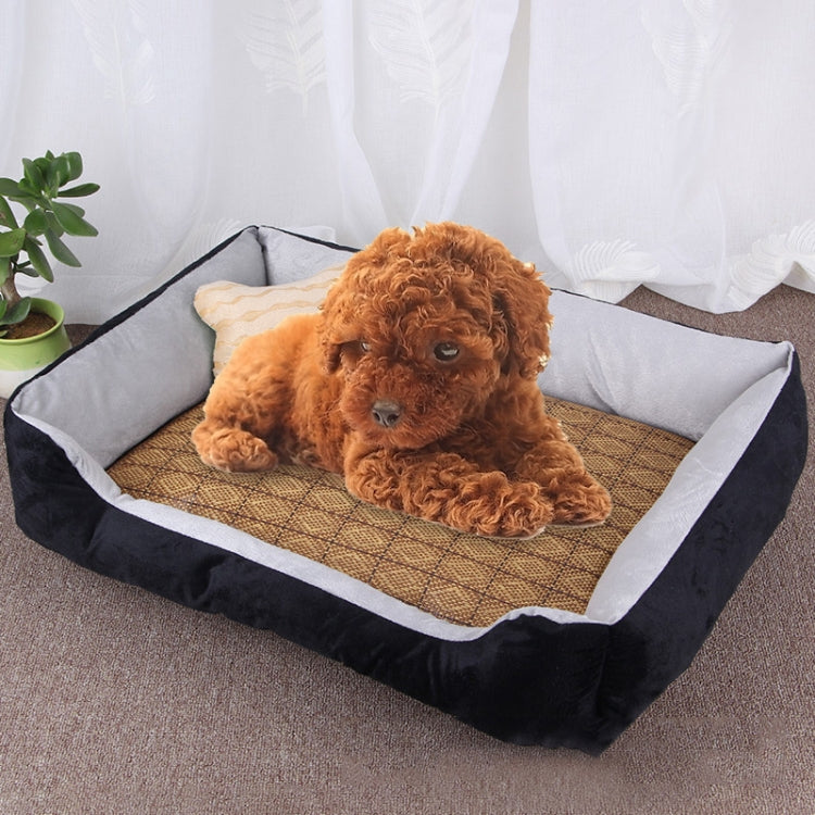 Coperta per cani e gatti XL con tappetino in rattan
