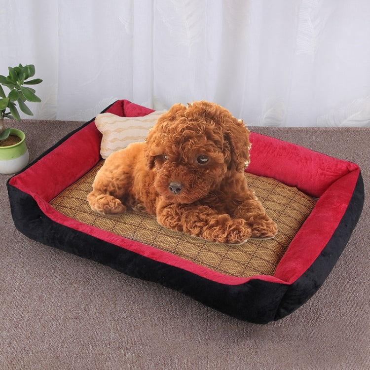 Coperta per cani e gatti XL con tappetino in rattan