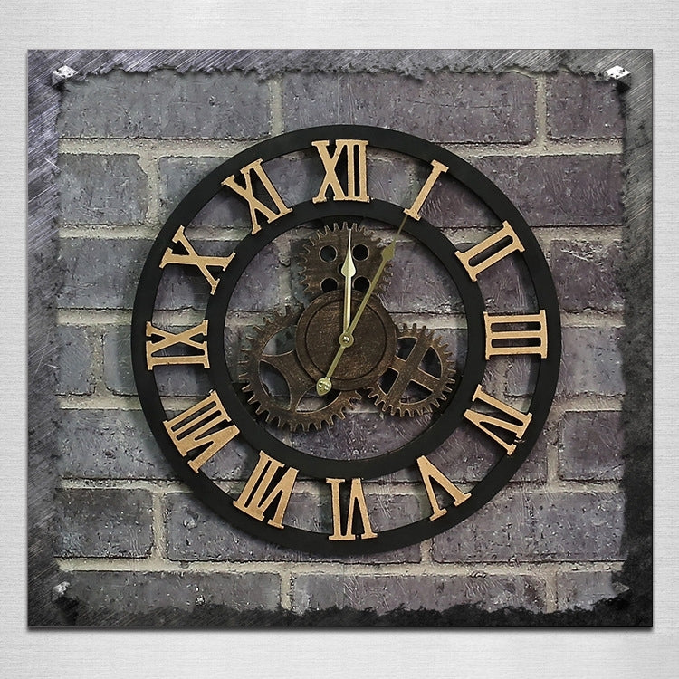 Orologio da parete con ingranaggi in legno vintage 50cm