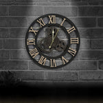Orologio da parete con ingranaggi in legno vintage 50cm