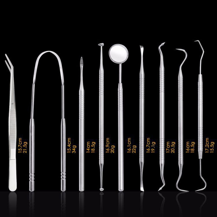 Set strumenti dentali in acciaio inox 9 in 1