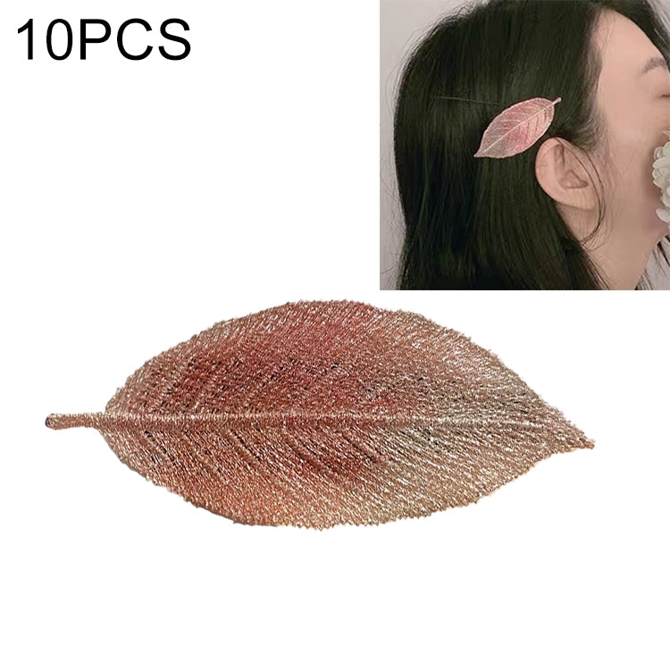 10 clip per capelli a forma di foglia sfumata
