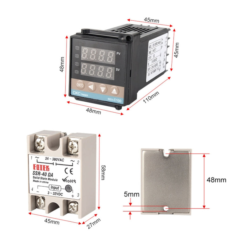 Termostato digitale REX-C100 PID 220V con modulo SSR 100DA - immagine 6