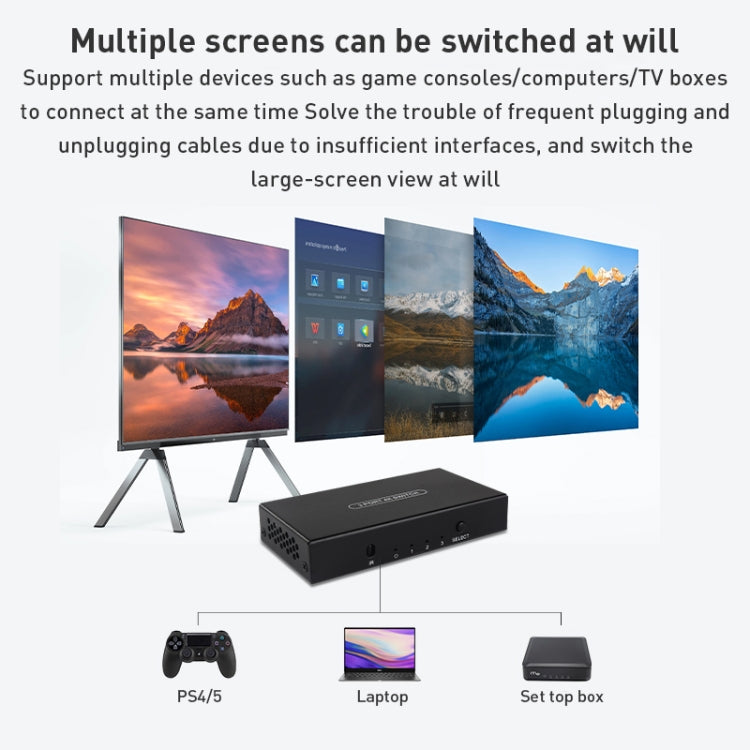 Commutatore HDMI 4K 60Hz 3 ingressi 1 uscita con telecomando