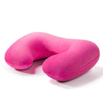 Cuscino da viaggio gonfiabile a U per il collo, rosso rosa - immagine 2