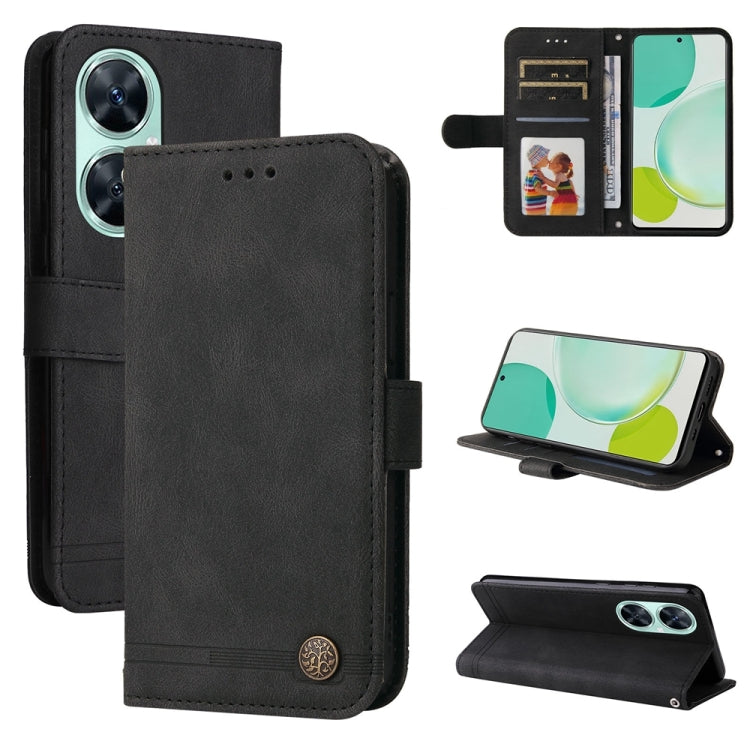 Custodia in pelle con bottoni per Huawei nova 11i Maimang 20 Enjoy 60 Pro