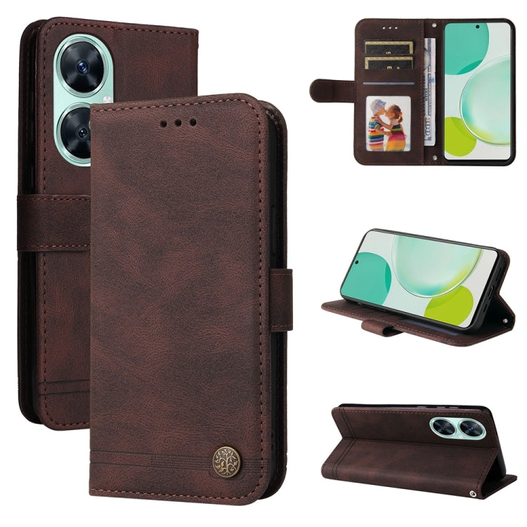Custodia in pelle con bottoni per Huawei nova 11i Maimang 20 Enjoy 60 Pro