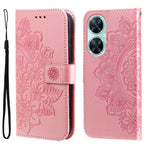 Custodia in pelle goffrata con fiori per Huawei nova 11i, Enjoy 60 Pro, Maimang