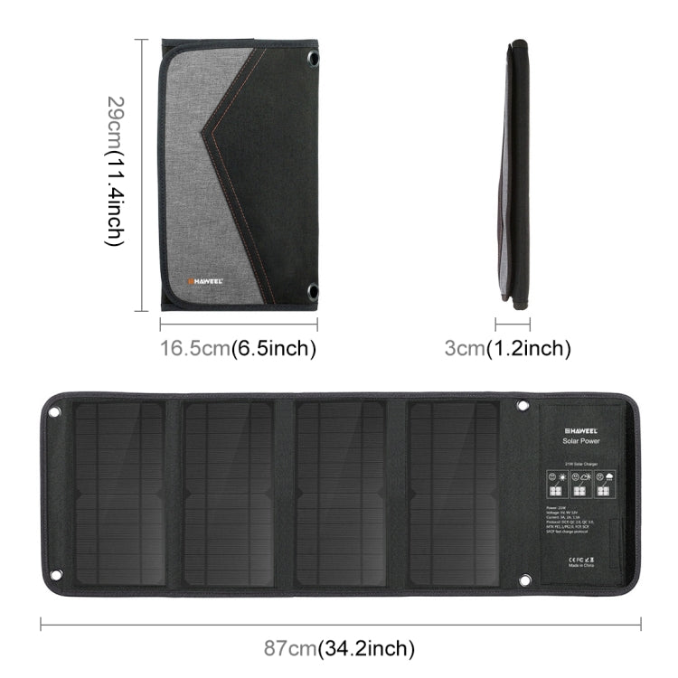 Caricatore solare pieghevole HAWEEL 28W con doppia USB - immagine 3