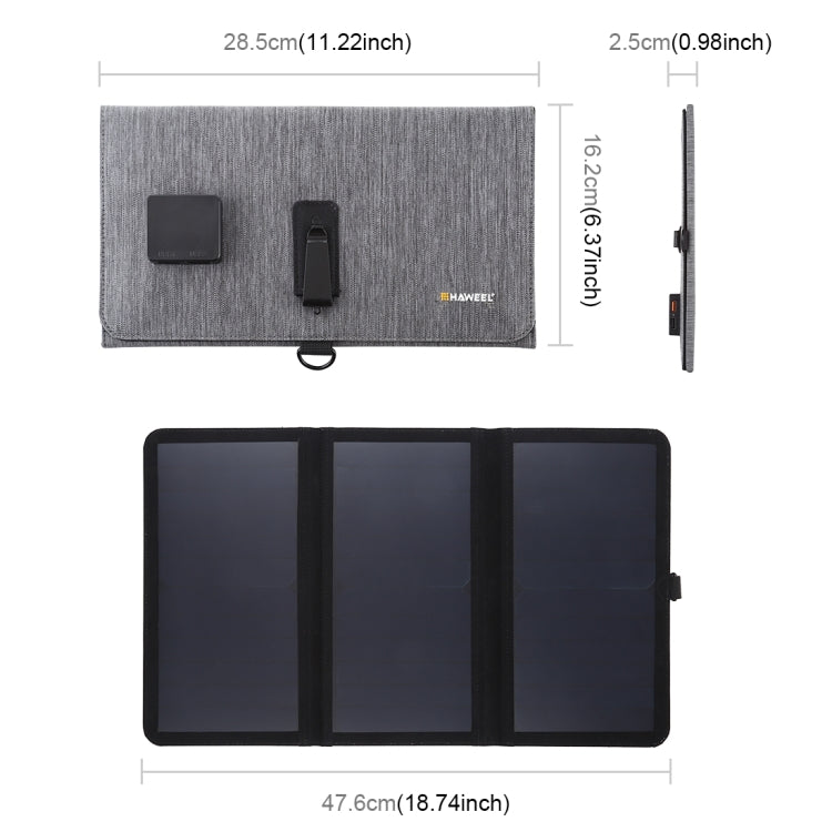 Caricabatterie solare pieghevole HAWEEL 21W con doppia USB - immagine 3