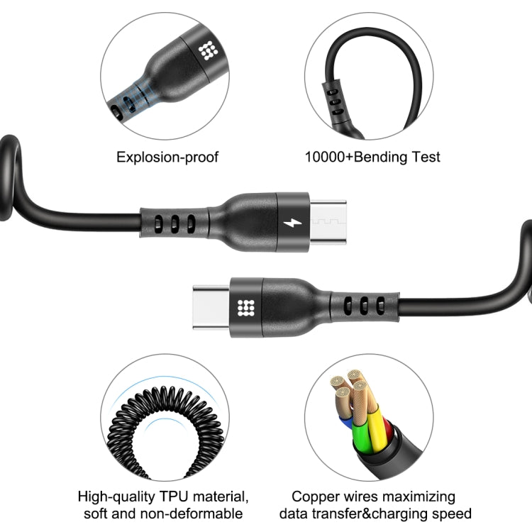 Cavo ricarica rapida USB-C spirale 1m 5A HAWEEL