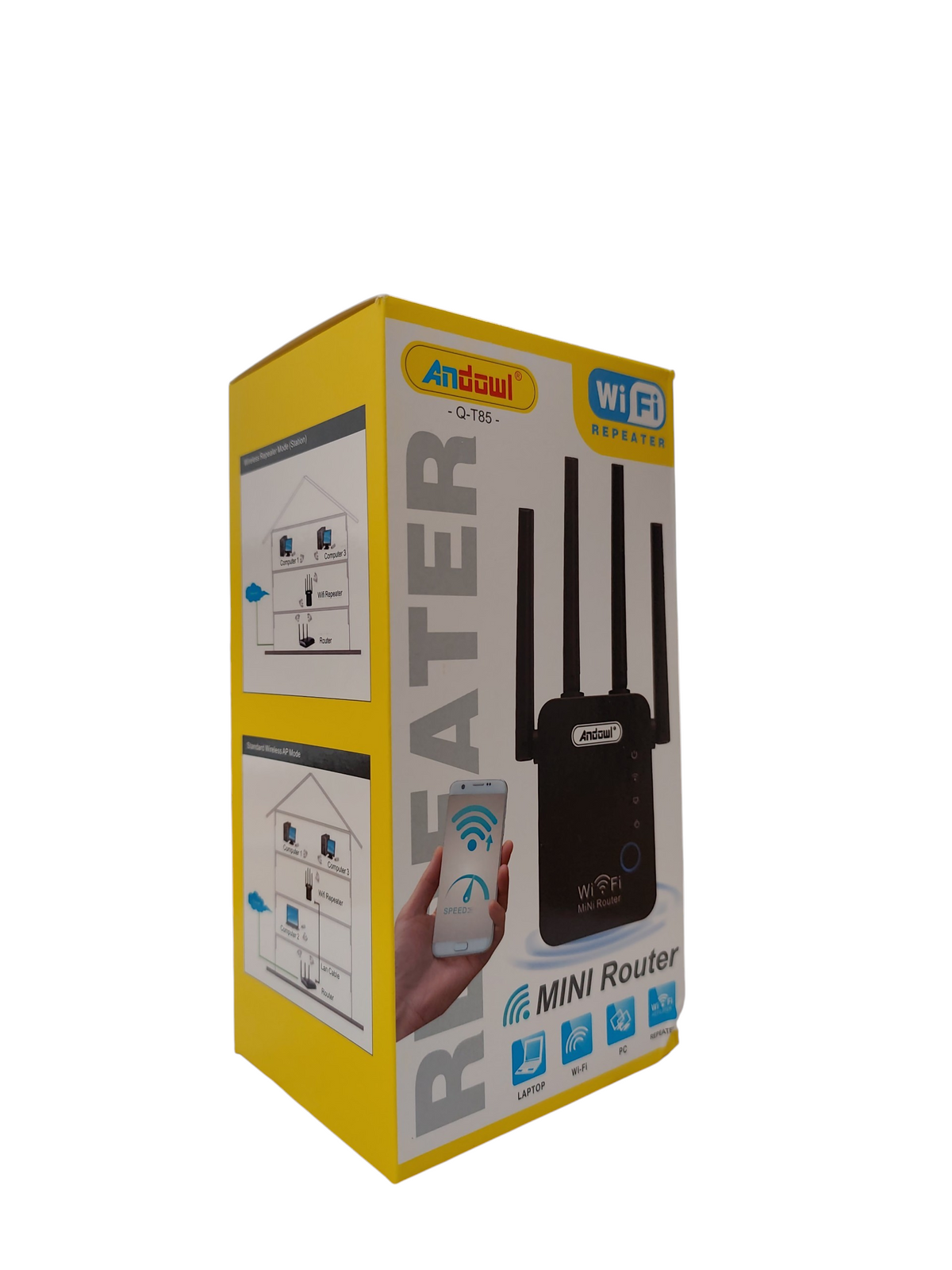 Ripetitore WiFi mini router 2.4GHz 4 antenne bianco