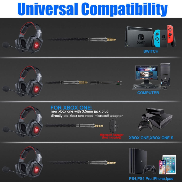 Cuffie gaming ONIKUMA K8 over-ear con microfono e luci LED - immagine 6