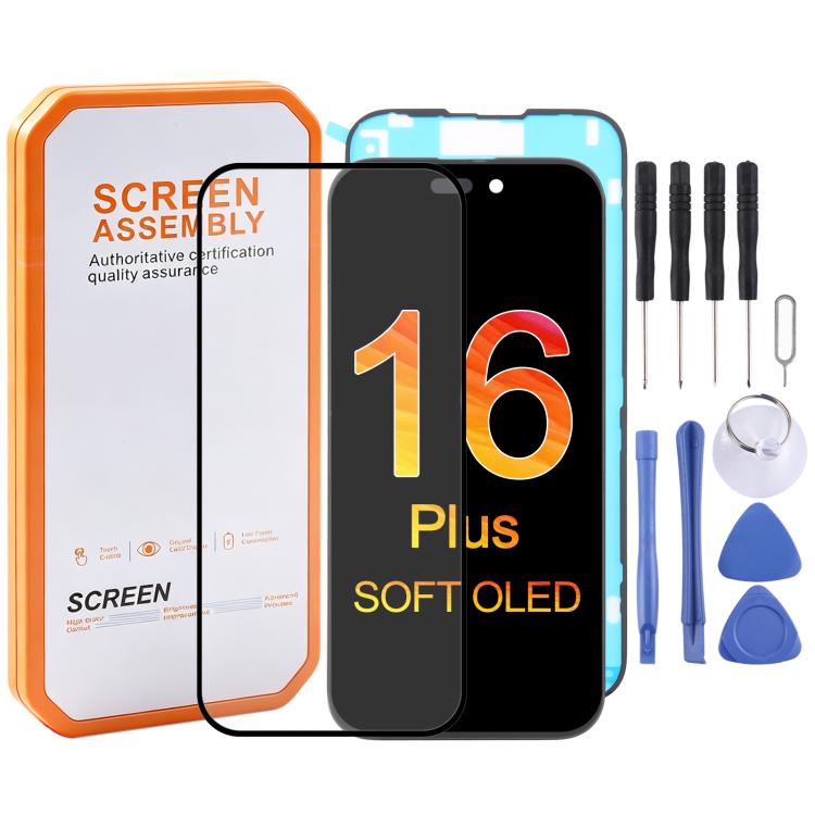 Schermo OLED morbido con digitalizzatore per iPhone 16 Plus