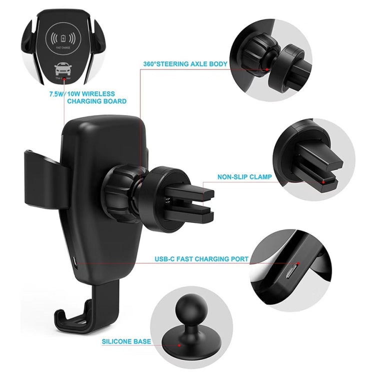 Supporto auto con ricarica wireless Qi e presa d'aria