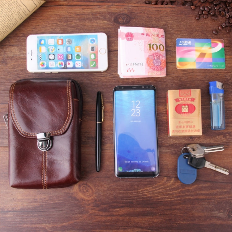 Custodia verticale in vera pelle Crazy Horse per smartphone fino a 6,3 pollici - immagine 9