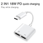 Adattatore 2 in 1 USB-C maschio a USB-C e audio femmina 18W