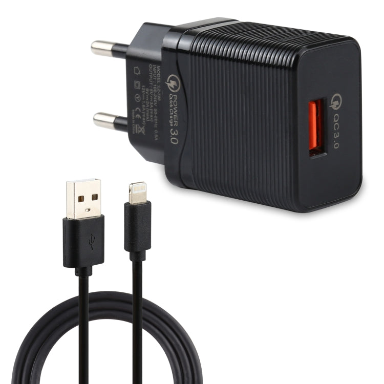 Caricatore da viaggio USB QC 3.0 18W con cavo dati 8 pin