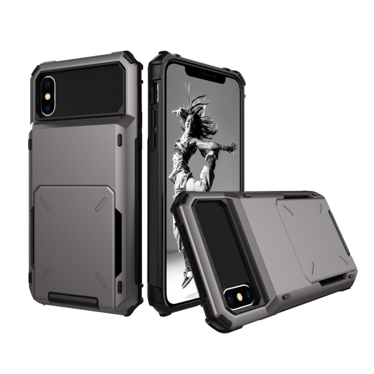 Custodia antiurto TPU e PC per iPhone X e XS con slot carte