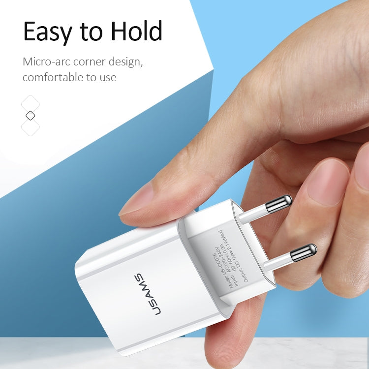 Caricabatterie da viaggio USB singolo USAMS 2.1A con presa EU