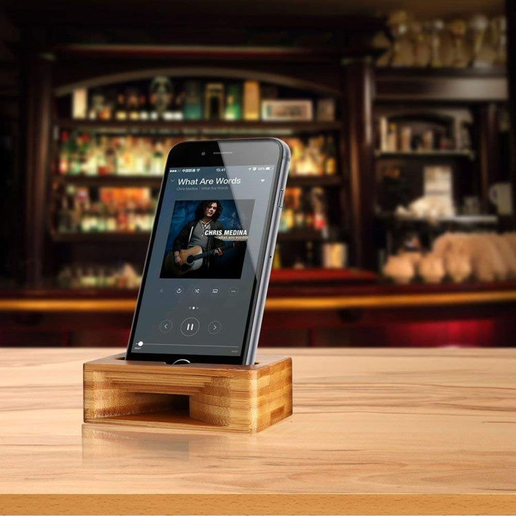 Supporto da tavolo in bambù per smartphone fino a 5,5 pollici