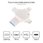 Chiavetta USB 3.0 16GB 4 in 1 con 8 Pin, Micro USB e Type-C